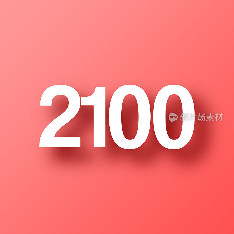 2100年- 2100年。图标在红色背景与阴影